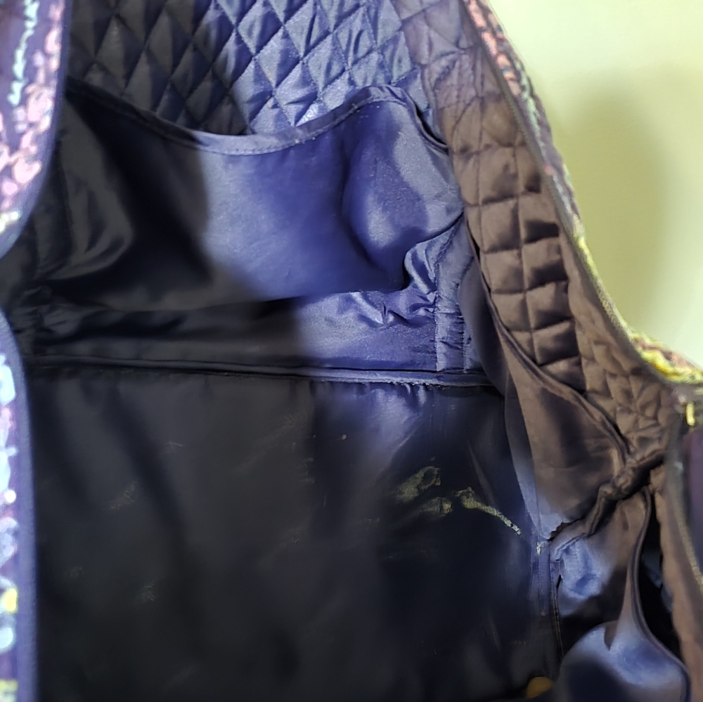 Floral Quilted Vera Bradley Batik Leaves Tote Bag, Over Luggage Handle As Well - Picture 7 of 8